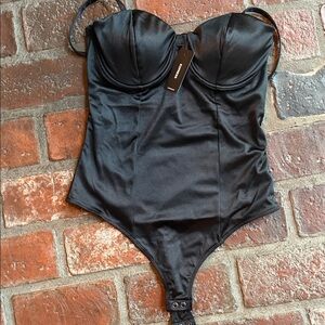 Express Black Satin Bodysuit - NWT